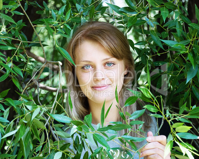 portrait of beautiful young women in nature