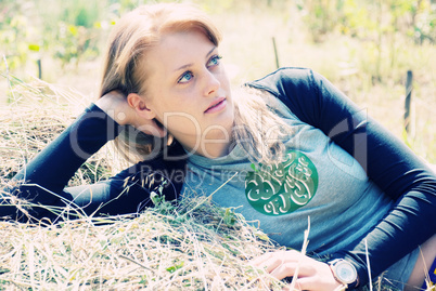 portrait of beautiful young women in nature