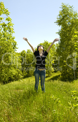 portrait of beautiful young women in nature