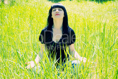 portrait of beautiful young women in nature