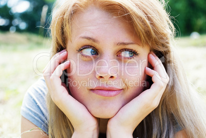 portrait of beautiful young women in nature