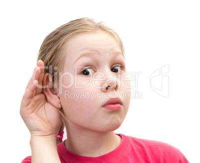 Little Girl Holding Hand on Ear