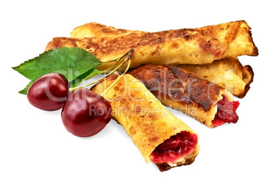 Pancakes with cherry filling