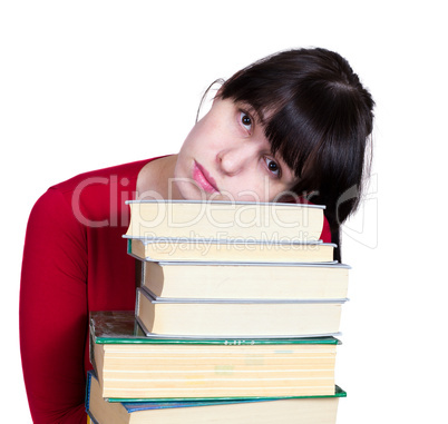 The young girl with books