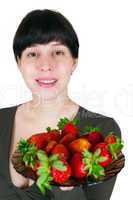 Young woman with a strawberry