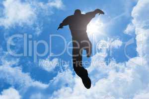 bright sun man jumping