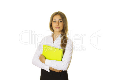 Close-up of business woman with folder