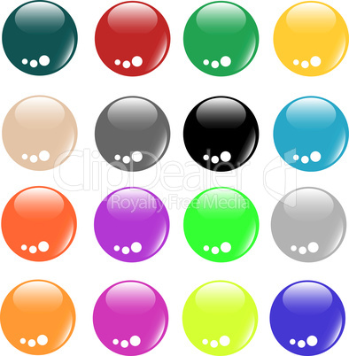 Empty Colored button set of different form web glossy icon