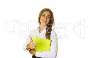 Close-up of business woman with folder