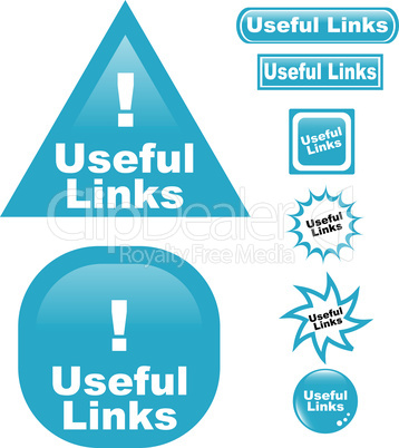 Useful Links button set of different form web glass icon