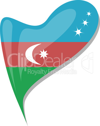 azerbaijan flag button heart shape. vector