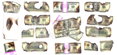 00 dollar bills burned