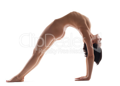 nude beauty woman arm balance yoga asana