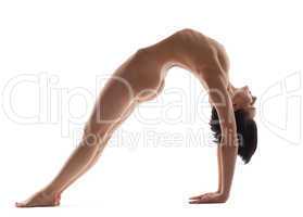 nude beauty woman arm balance yoga asana