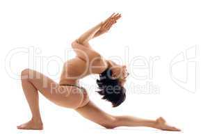 nude beauty woman exercise yoga asana