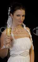Braut mit Sektglas