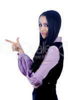 Woman with pointing finger