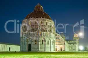 Night View of Piazza dei Miracoli with a Full Moon
