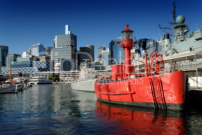 Red Ship in Sydney Harbour, Australia