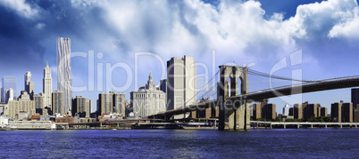 Clouds over Brooklyn Bridge in New York City