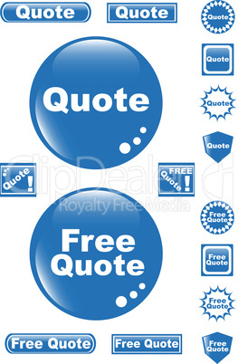 free quote glossy button blue icon