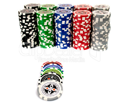 ultimate poker chips on white background