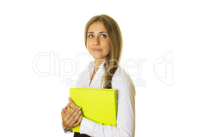 Close-up of business woman with folder