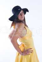 Pretty woman in yellow dress