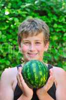 Boy with a watermelon