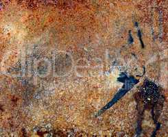 strongly rusty metal plate