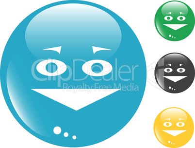 Smile set of colored button glass icon