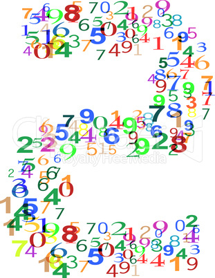 Number Two 2 made from colorful numbers