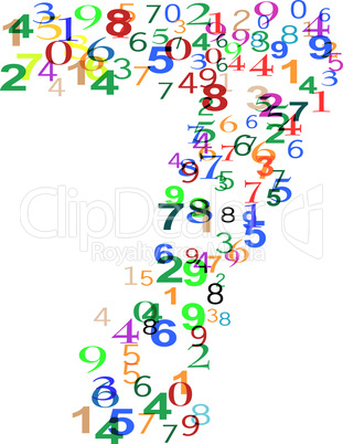 Number Seven 7 made from many colorful numbers