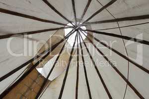 Inside a teepee