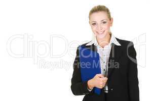 Portrait  attractive business woman with folder