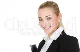 Portrait  attractive business woman with folder