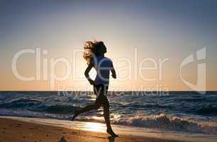 beauty woman run on sea beach