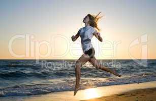 beauty woman running