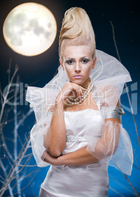 beauty woman  under moon