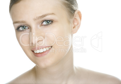 beauty woman face on white background