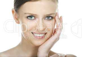 beauty woman face on white background