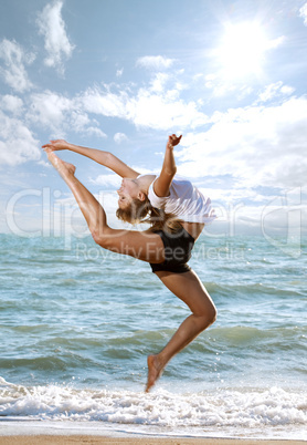 Beautiful young woman doing fitness exercise