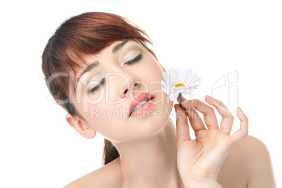 Beauty woman with flower