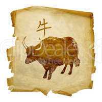 Ox  Zodiac icon, isolated on white background.