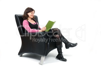Woman is reading a book