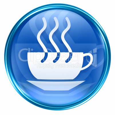 coffee cup icon blue, isolated on white background.