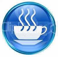 coffee cup icon blue, isolated on white background.