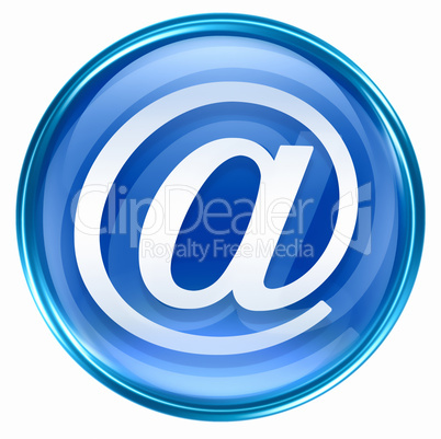 email symbol blue, isolated on white background.