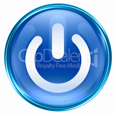 power button blue, isolated on white background.