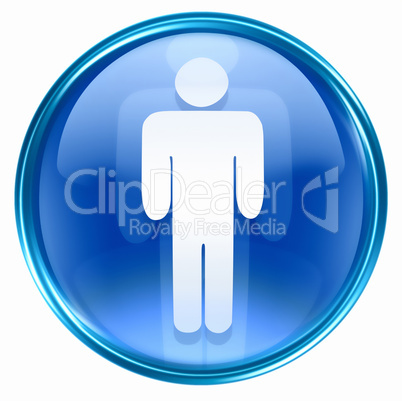 men icon blue, isolated on white background.